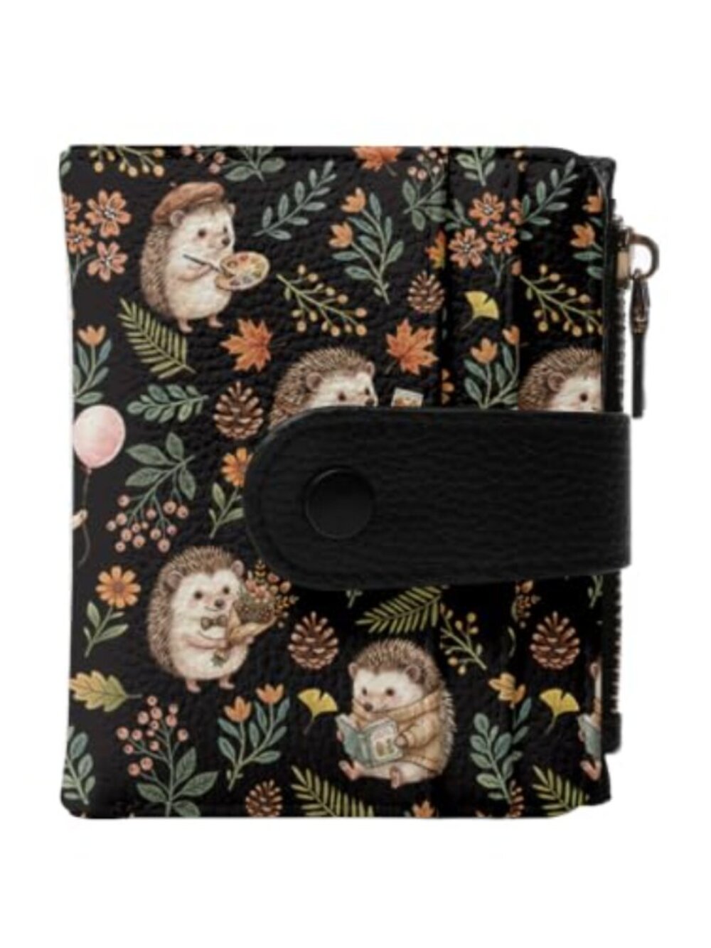 Hedgehog RFID Wallet Women PU Leather Bifold Card Case Coin Pocket